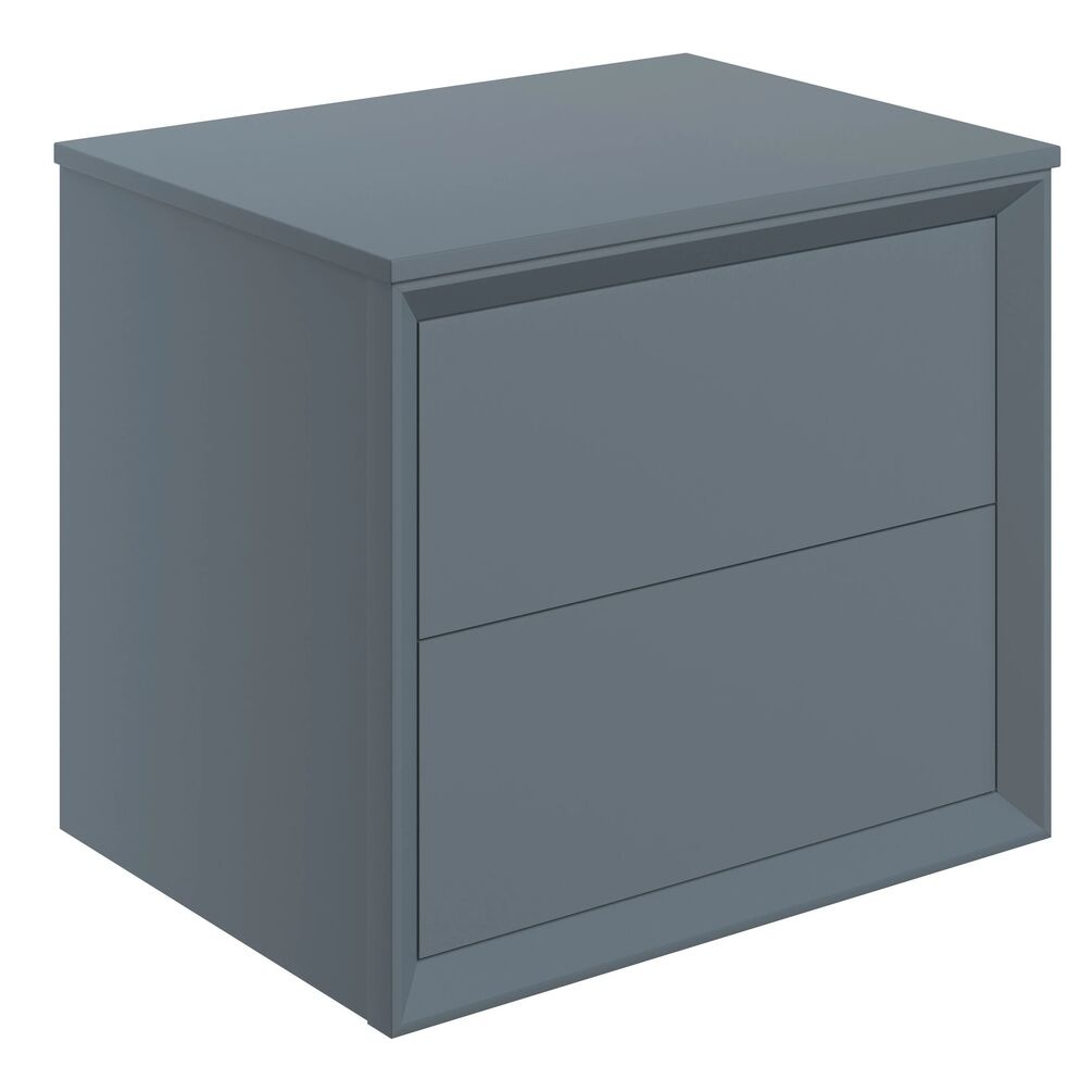 Apex Air Matt Storm Blue Wall Hung 600mm 2 Drawer Basin Unit & Top Cut Out
